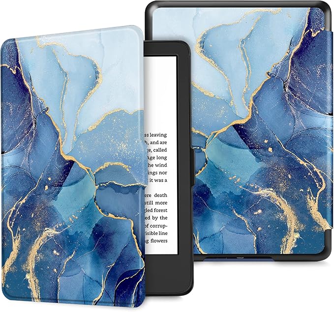 FINTIE Hülle für Kindle Basic 6 Zoll 11. Generation 2024/2022 – Leichte Case mit Auto Sleep/Wake Funktion, Ozean Marmor
