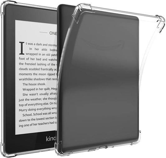 Leobks Klar Silikon Hülle für Kindle Paperwhite 10. Generation 2018 (6 Zoll), Ultra Dünn TPU Gel Kratzfest Case mit Verstärkten Ecken