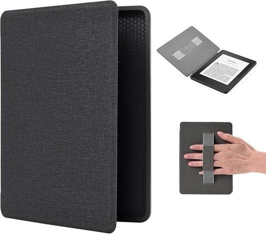 BHHB Kindle Hülle 11. Generation 2024/2022, 6 Zoll Kindle Case Cover mit Auto Sleep/Wake Funktion und Handschlaufe - Schwarz