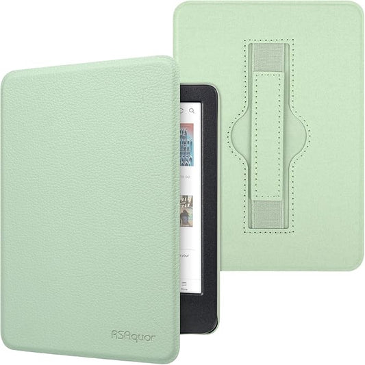 RSAquar Hülle für Tolino Shine Color/Shine 5(2024)/Shine 4 & Kobo Clara Colour/BW/2E | Auto Sleep/Wake | Handschlaufe | Agave Grün